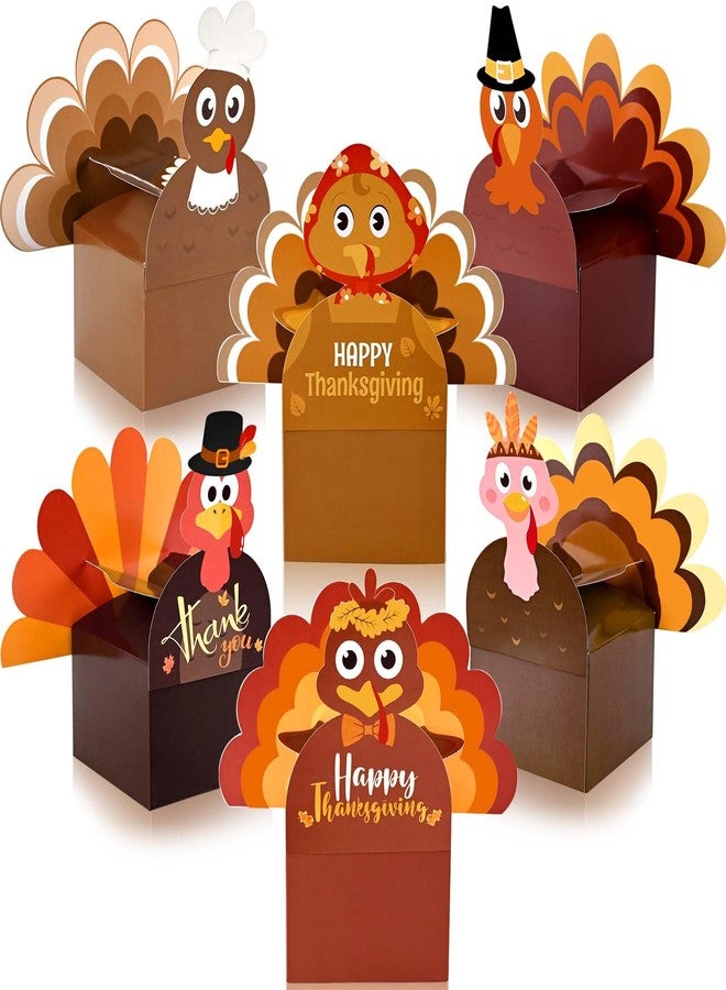 Bolsome 18Pcs Thanksgiving Party Favor Boxes Thankful Turkey Candy Treat Boxes, 6 Styles, Happy Thanksgiving Day Turkey Paper Gift Boxes for Fall Holidays Harvest Day Supplies - Image 1